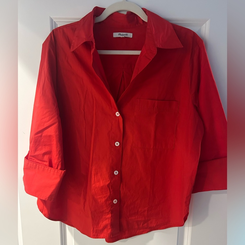 Madewell Red Poplin Button-Up - Never Worn
